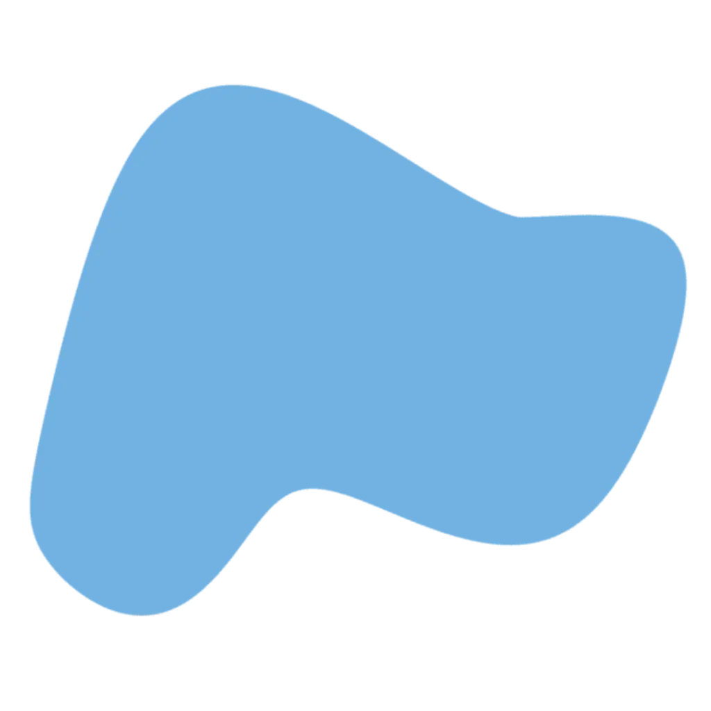 Organic blue blob shape used as decorative background element.