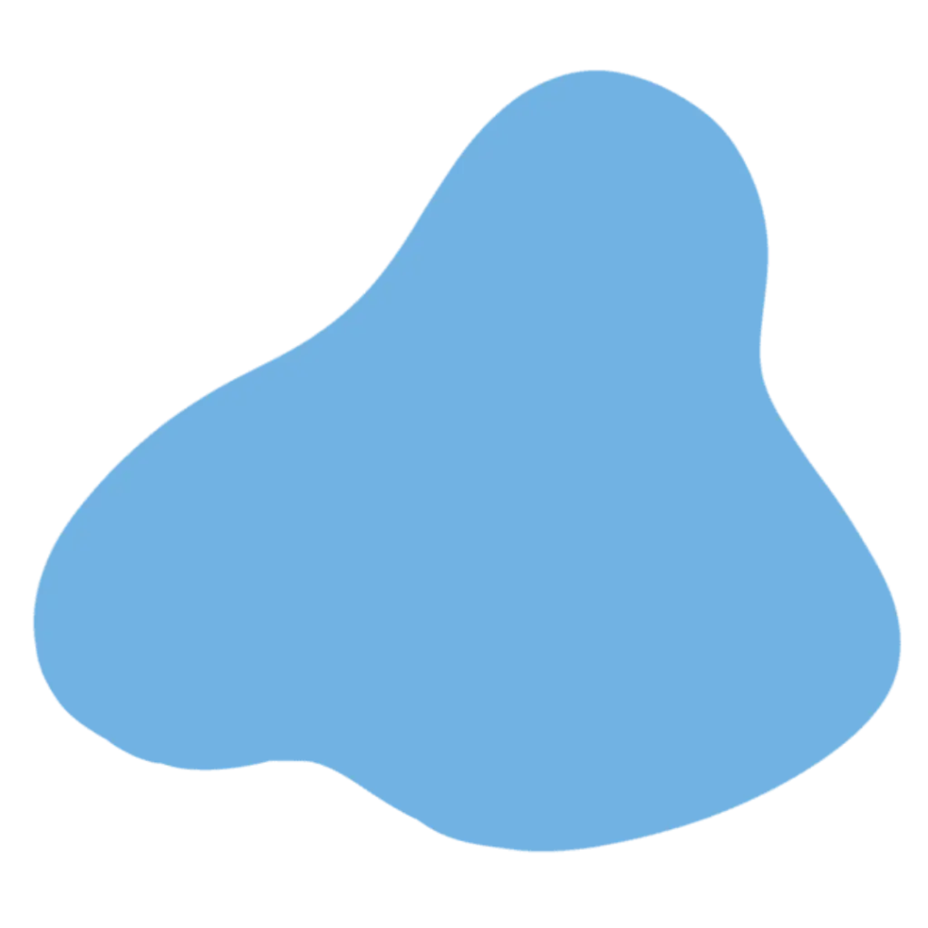 Blue abstract blob shape used as a decorative background element.