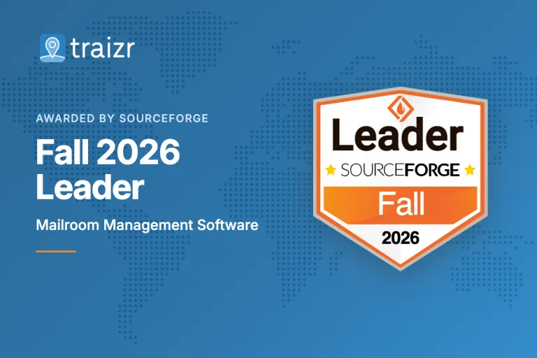 SourceForge Fall 2026 Leader badge awarded to Traizr in Mailroom Management Software