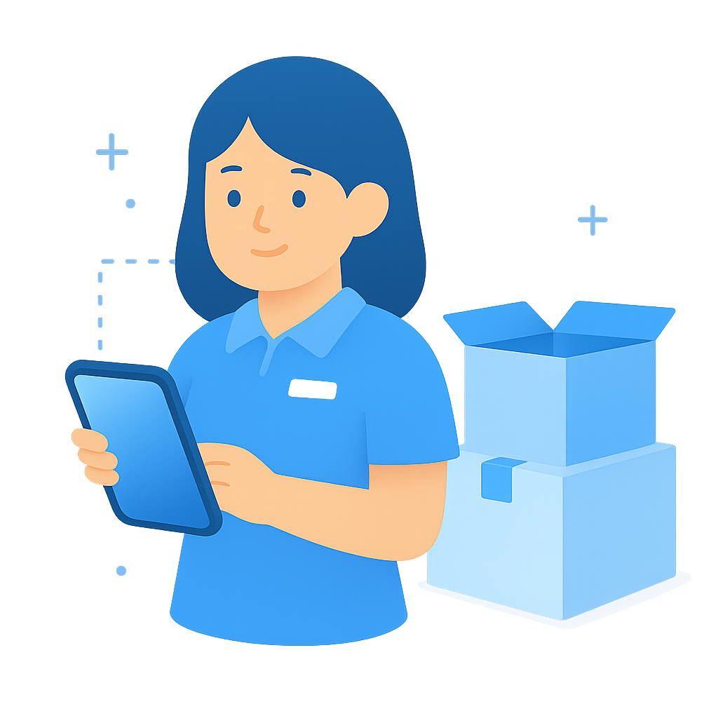 Office Mailroom Management Software being used to scan new parcels.